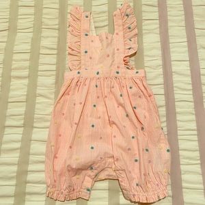 Pink polka dot romper, sleeveless